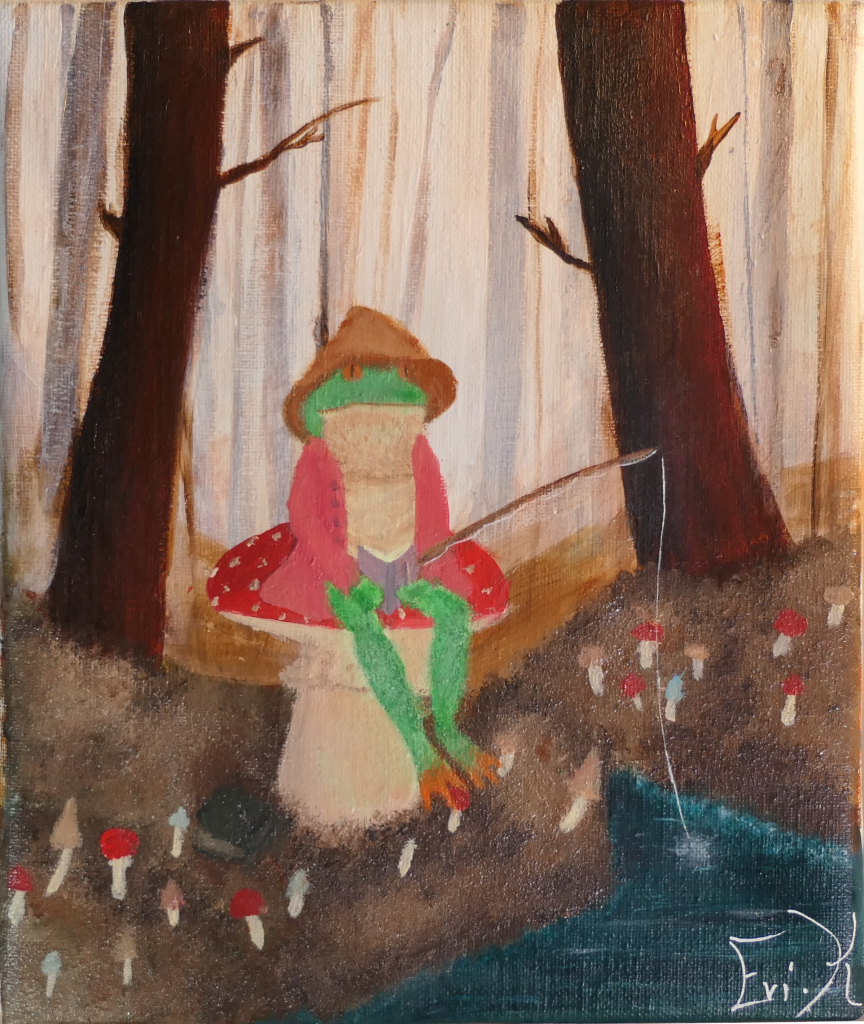 Angelnder Frosch